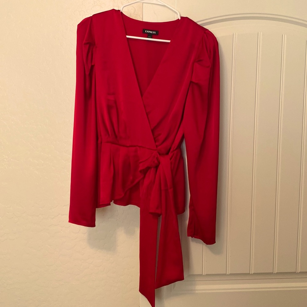 Red silk blouse from Express